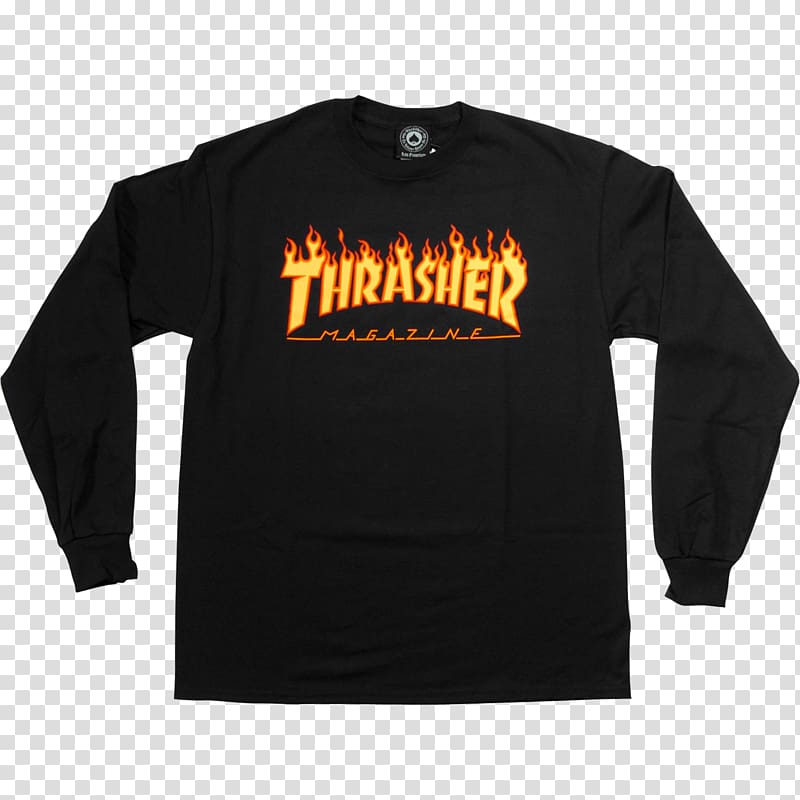 Long-sleeved T-shirt Hoodie Thrasher Presents Skate and Destroy, T-shirt transparent background PNG clipart
