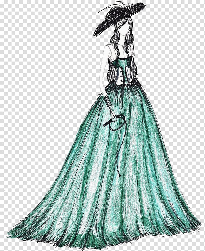Drawing Formal wear Fashion Wedding dress Illustration, Hand-painted European Women\'s Royal transparent background PNG clipart