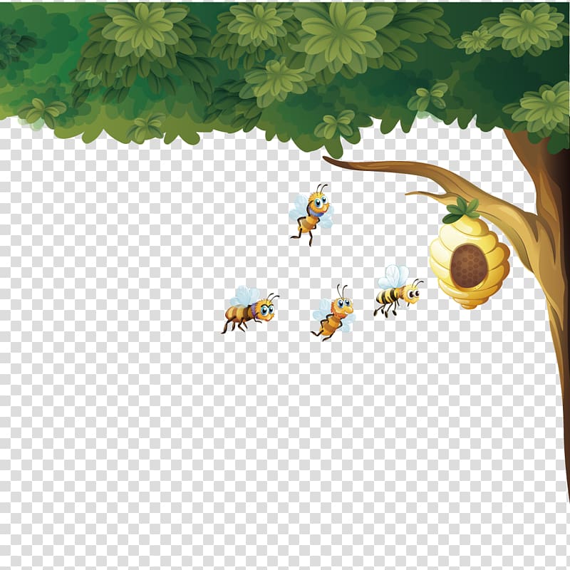 bees illustration, Beehive Honey bee Euclidean , bee hive transparent background PNG clipart
