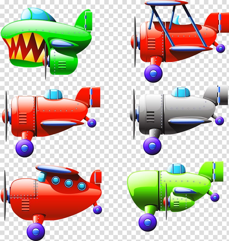Airplane Aircraft Cartoon Illustration, Children\'s toy airplane transparent background PNG clipart