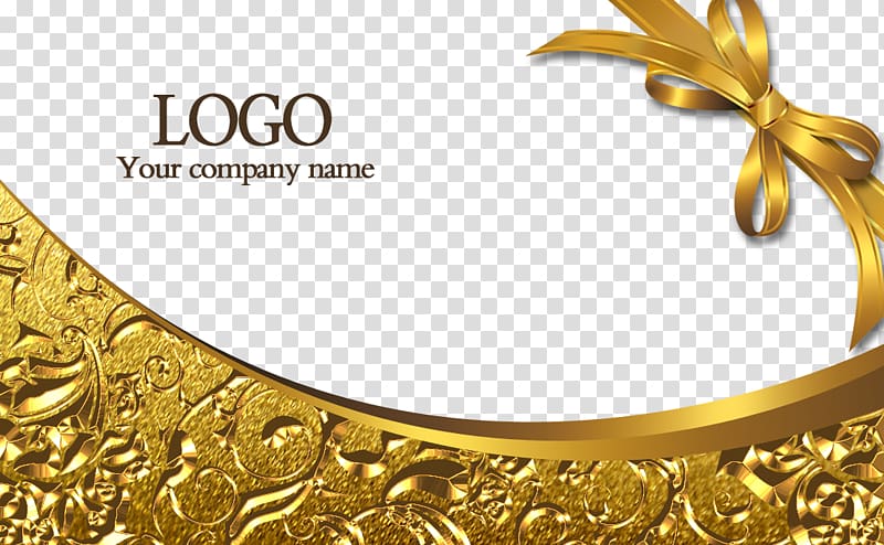 gold ribbon, Business Card Design Template, Gold pattern card transparent background PNG clipart