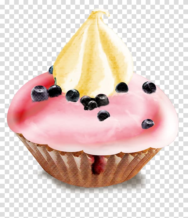 Cupcake Dessert Muffin Watercolor painting, cake transparent background PNG clipart