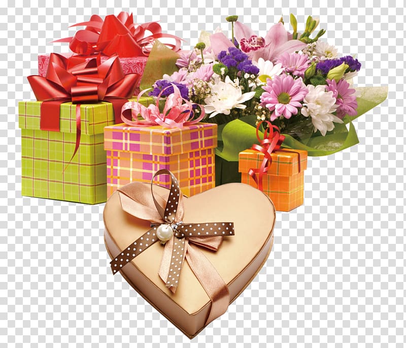 Gift Flower bouquet Valentines Day Birthday, Gift delivery transparent background PNG clipart