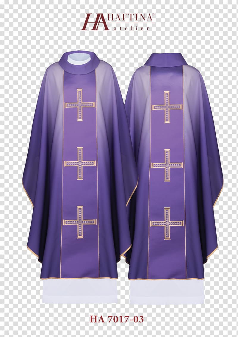 Robe Chasuble Cross Vestment Chrystogram, violet transparent background PNG clipart