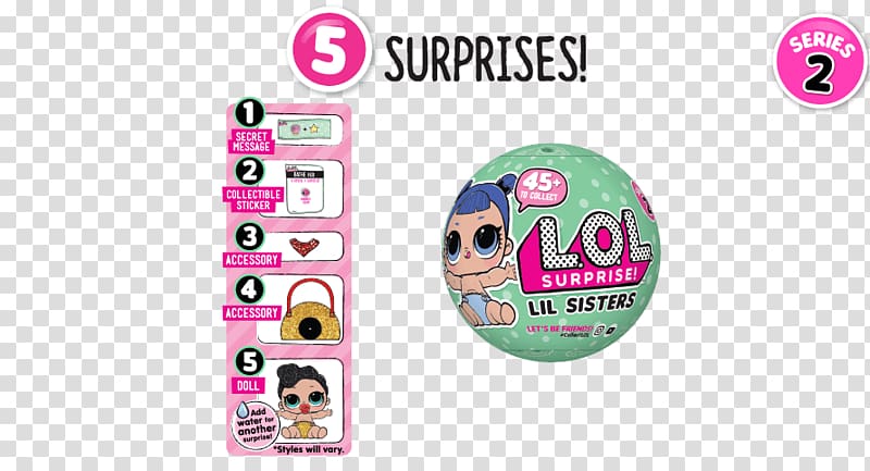 L.O.L. Surprise! Lil Sisters Series 2 MGA Entertainment L.O.L. Surprise! Series 1 Mermaids Doll Toy L.O.L. Surprise! Let\'s Be Friends Series 2, doll transparent background PNG clipart