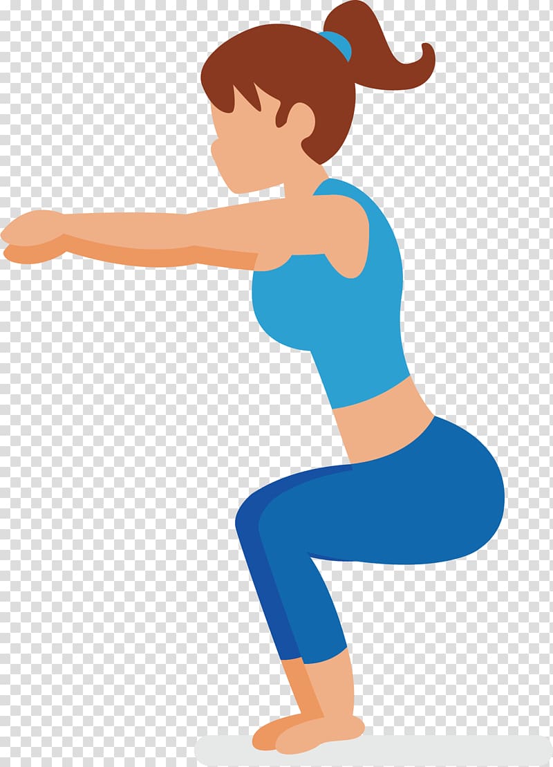 exercising woman illustration, Cartoon Squat Physical fitness, Squat man transparent background PNG clipart