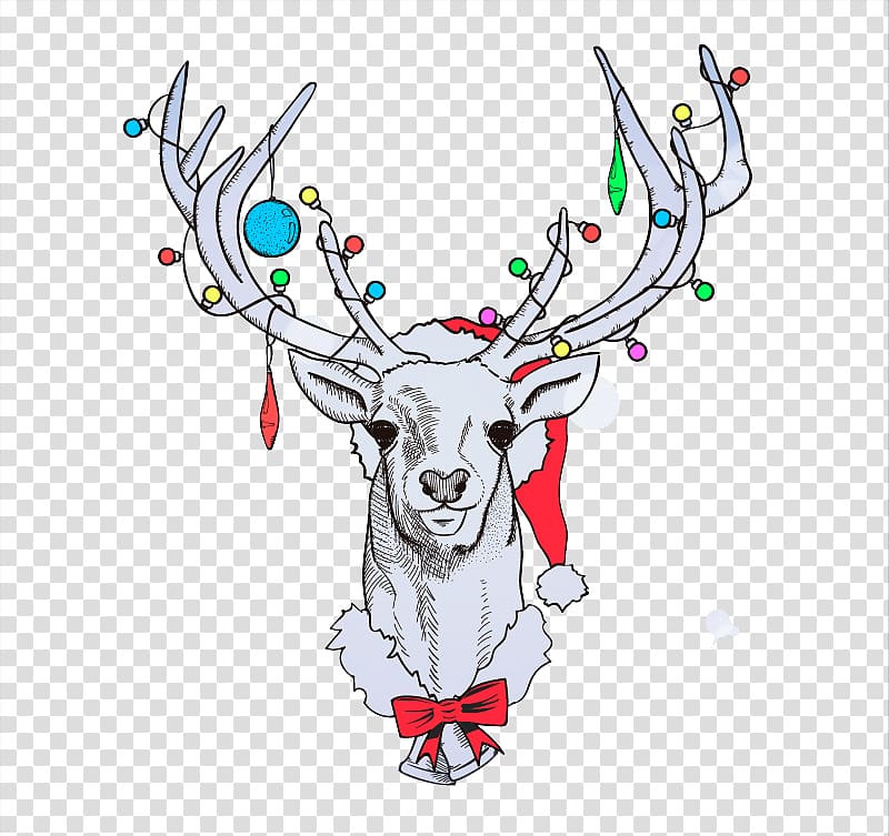 Reindeer Santa Claus Christmas, Elegant Christmas reindeer design material transparent background PNG clipart