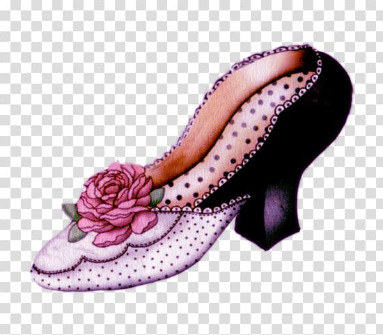 Shoe Vintage clothing High-heeled footwear Antique , Pink flower decoration women transparent background PNG clipart