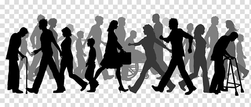 silhouette of walking group of people illustration, Walking , group of people transparent background PNG clipart