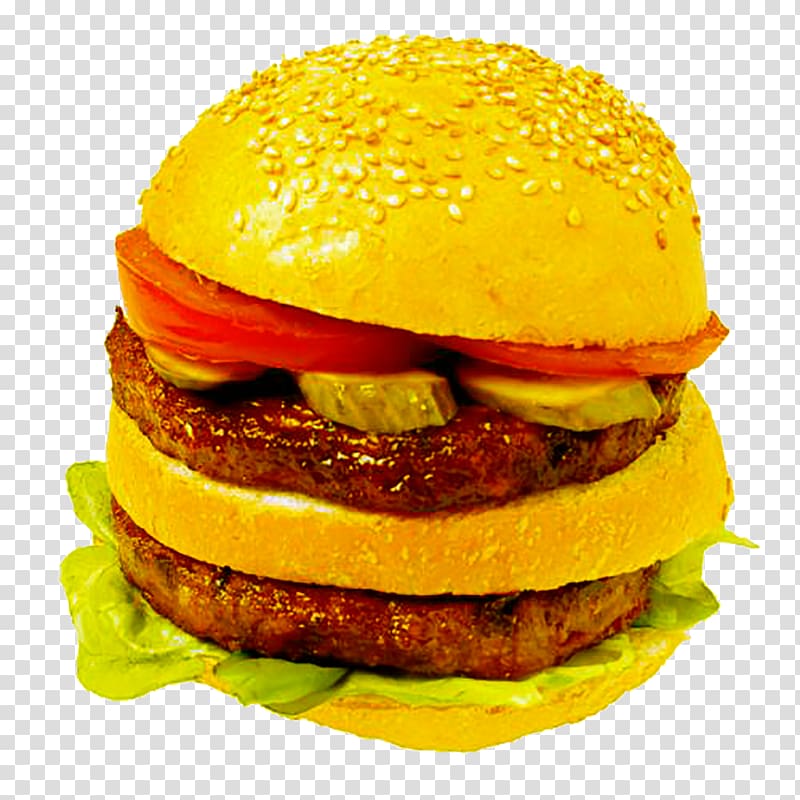 Sausage Junk food Hamburger Fast food Hot dog, In-kind burger transparent background PNG clipart