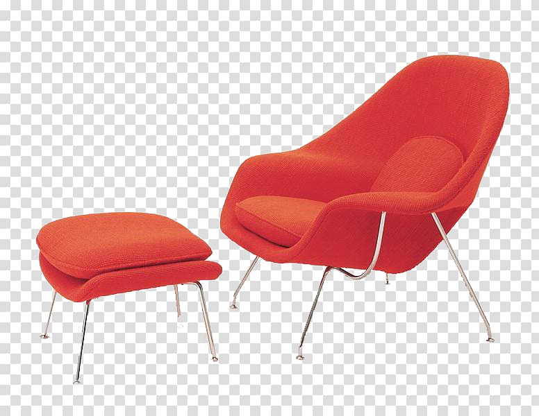 Womb Chair Egg Eames Lounge Chair Furniture, Big red armchair Leisure transparent background PNG clipart