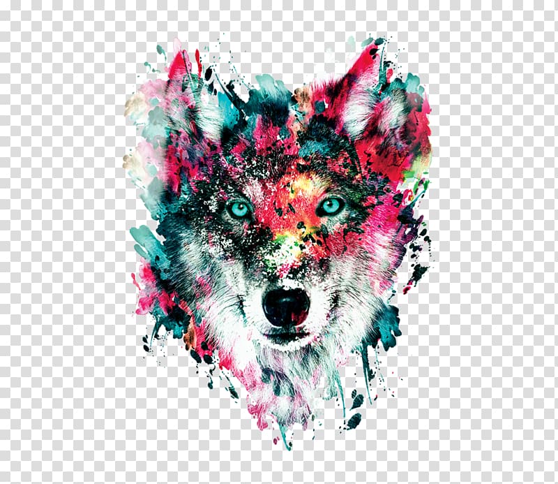 Wolf T-shirt Watercolor painting Art Canvas, wolf transparent background PNG clipart