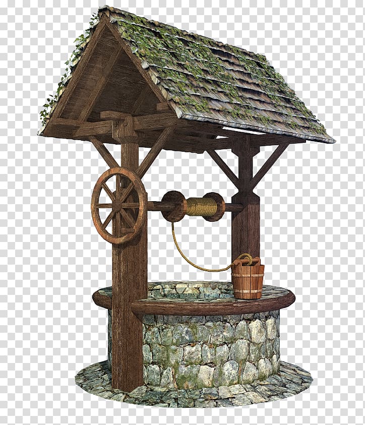 brown water well , Water well Wishing well , garden fence transparent background PNG clipart