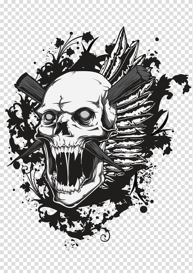 skull with wing , Skull Drawing, megadeth transparent background PNG clipart