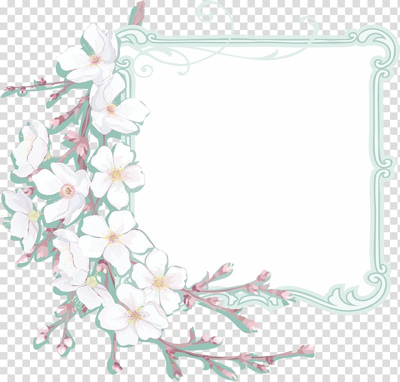 white board with floral frame art, Poster Illustration, Cherry Border transparent background PNG clipart