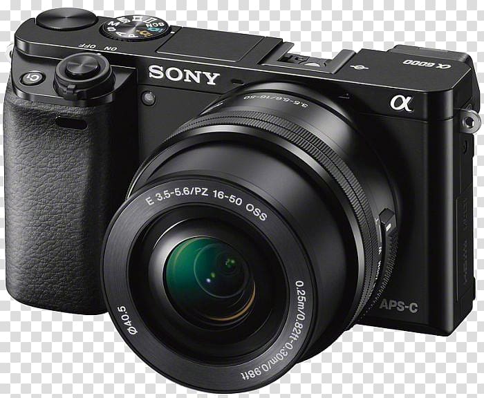 Sony α6000 Mirrorless interchangeable-lens camera Kit lens Sony E PZ 16-50mm f/3.5-5.6 OSS, Camera transparent background PNG clipart
