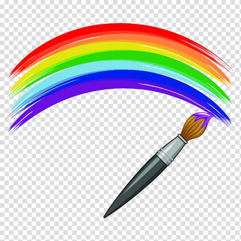 multicolored paint illustration, Paintbrush Rainbow, Color rainbow brush transparent background PNG clipart