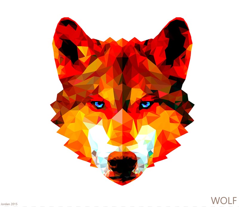 orange fox face illustration, T-shirt Gray wolf Low poly Art, wolf transparent background PNG clipart
