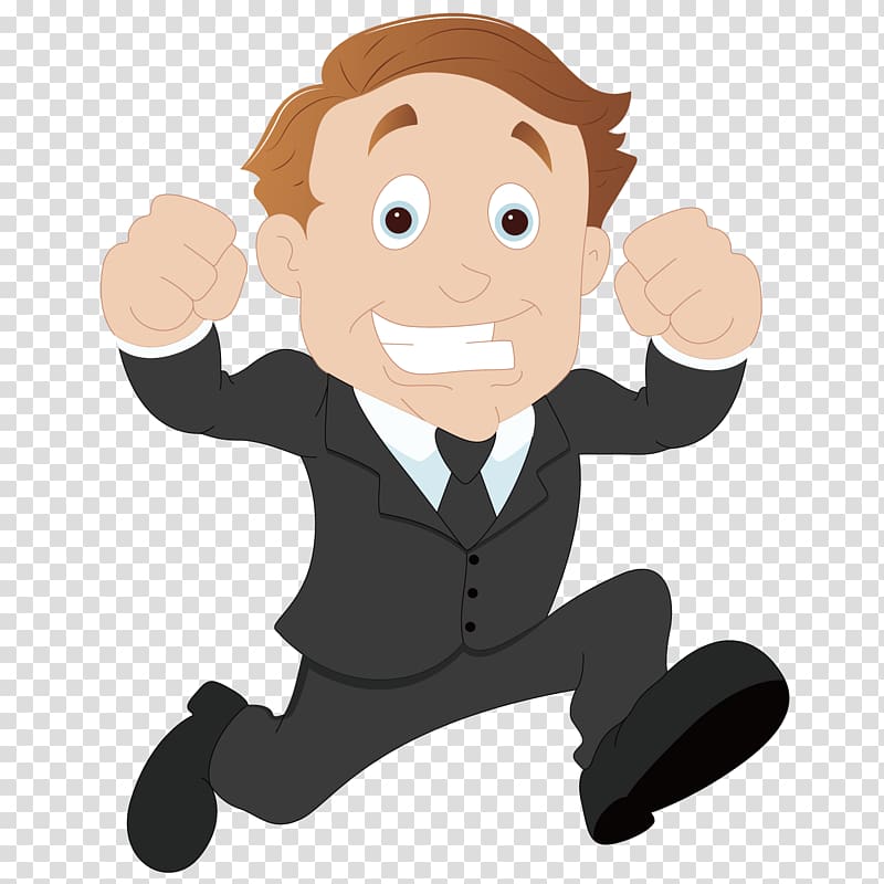 man in 2-piece suit , Cartoon Sales Businessperson , Running businessman transparent background PNG clipart