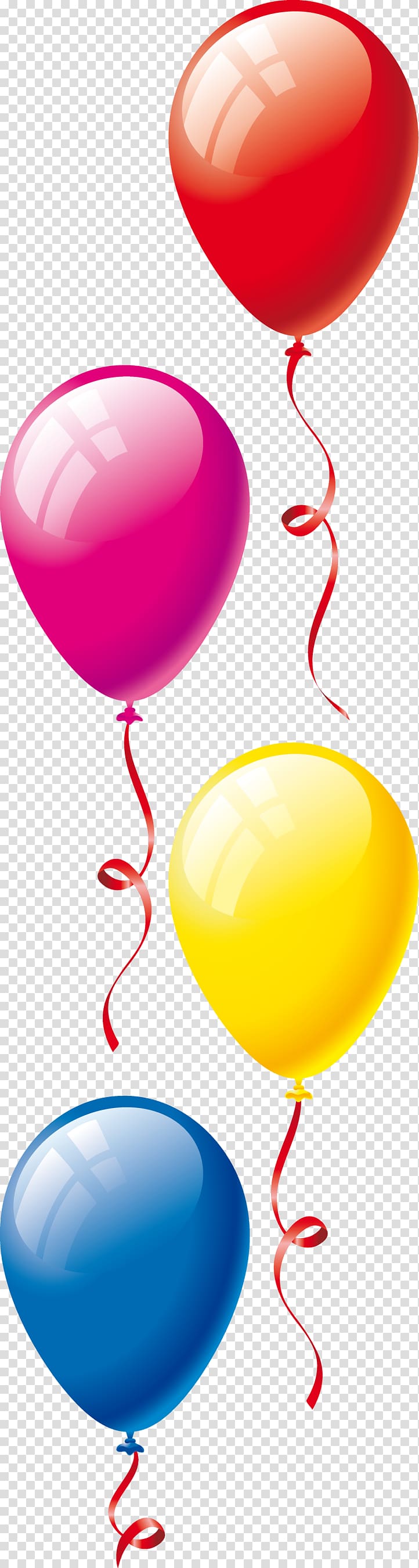 four assorted-color balloons illustration, Toy balloon Birthday Party , ballons transparent background PNG clipart