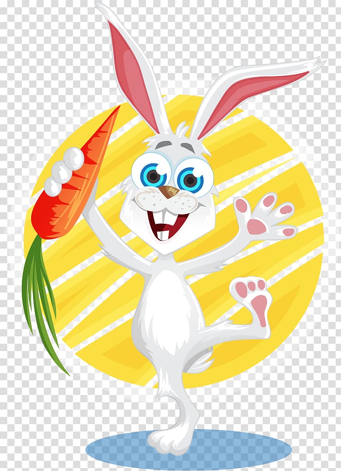 Easter Bunny Bugs Bunny Rabbit , Hand drawn cute cartoon rabbit dancing carrot transparent background PNG clipart