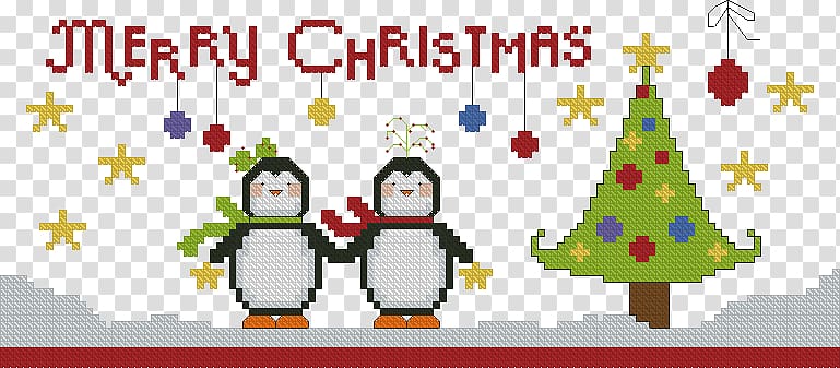 Christmas tree Penguin Christmas ornament, sross stitch loop transparent background PNG clipart