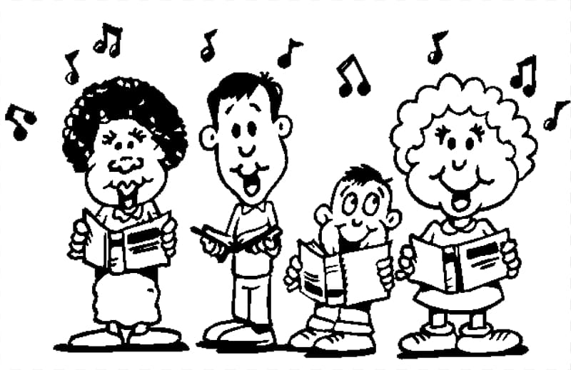 Singing Choir Black and white Song , Black Sing transparent background PNG clipart