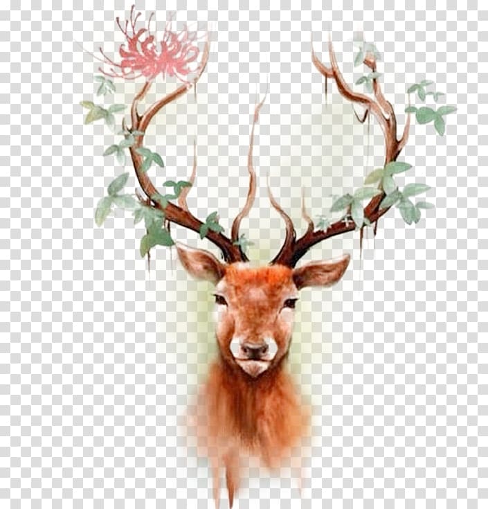 male deer , Deer Elk Moose Tattoo Paper, Color reindeer head transparent background PNG clipart