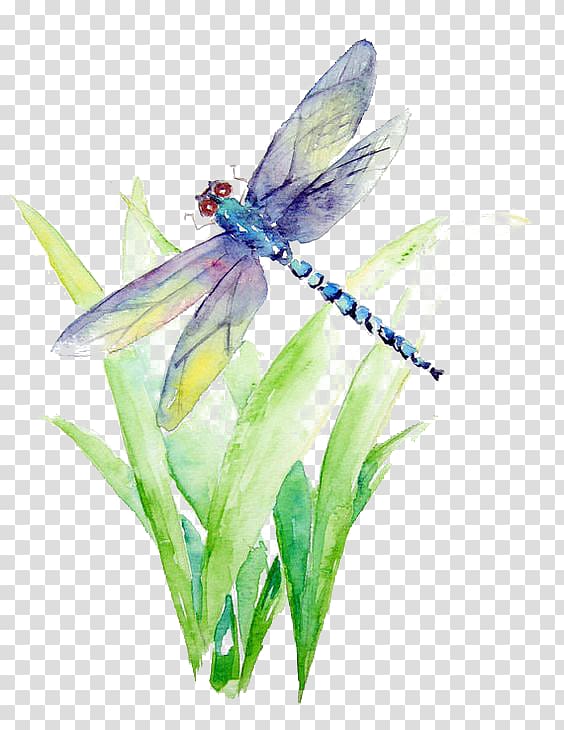 blue and purple dragonfly illustration, Watercolor painting Art Drawing La Biancheria, Watercolor Dragonfly transparent background PNG clipart