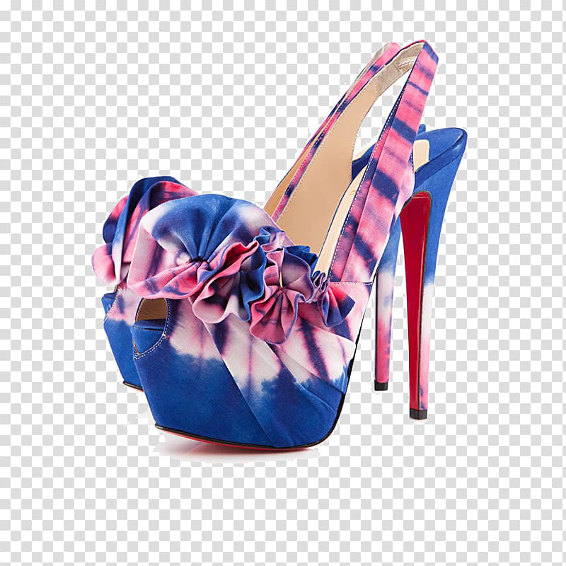 Court shoe High-heeled footwear Rose Sandal, Blue gradient high-heeled sandals transparent background PNG clipart