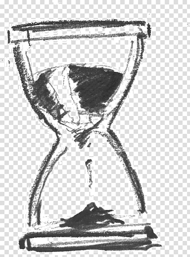 black and white hourglass illustration, Drawing Monochrome Palette Sketch, hourglass transparent background PNG clipart