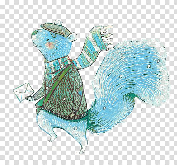 Squirrel Cartoon Illustration, Blue Squirrel transparent background PNG clipart