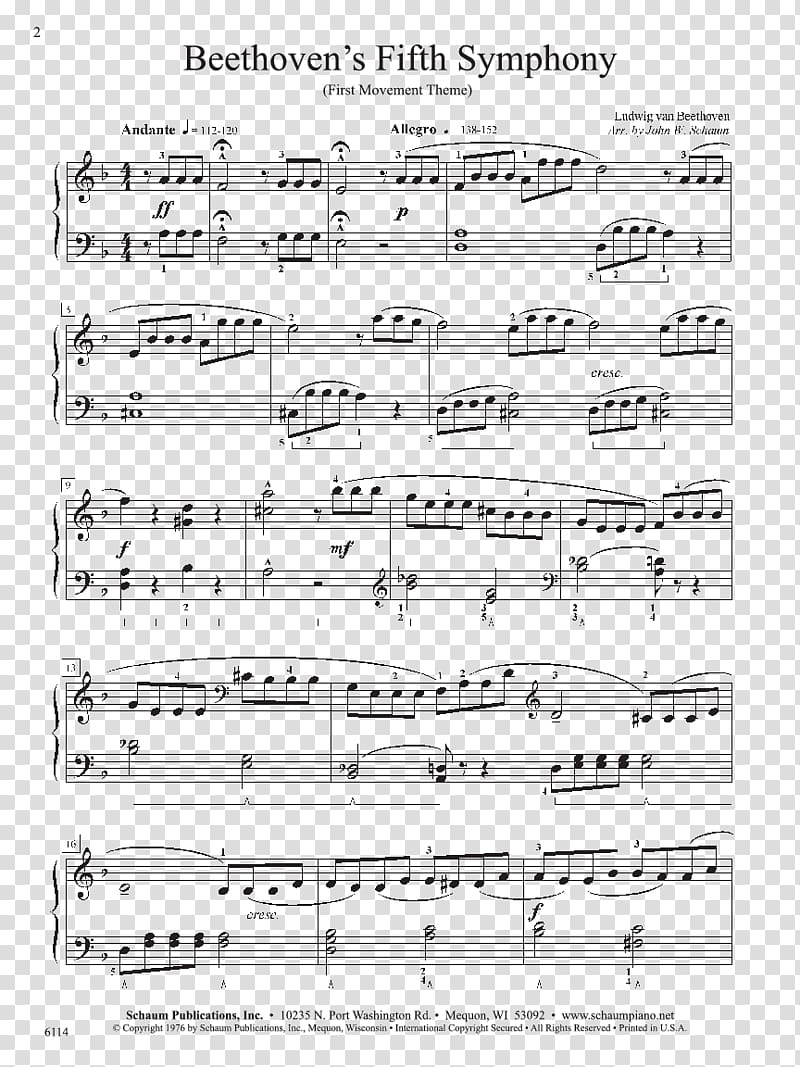 Symphony No. 5 Sheet Music Movement, sheet music transparent background PNG clipart