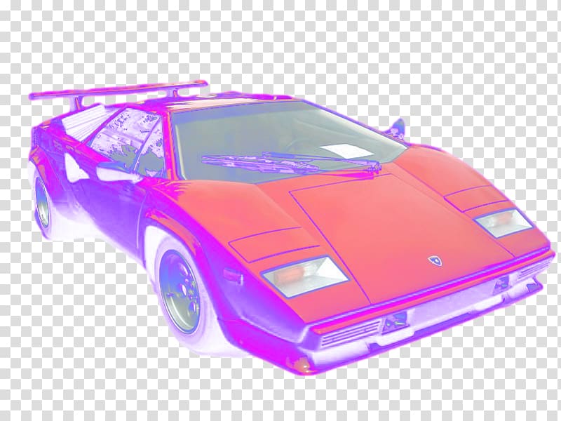 Lamborghini Countach Car Vaporwave Aesthetics, car sticker collection transparent background PNG clipart