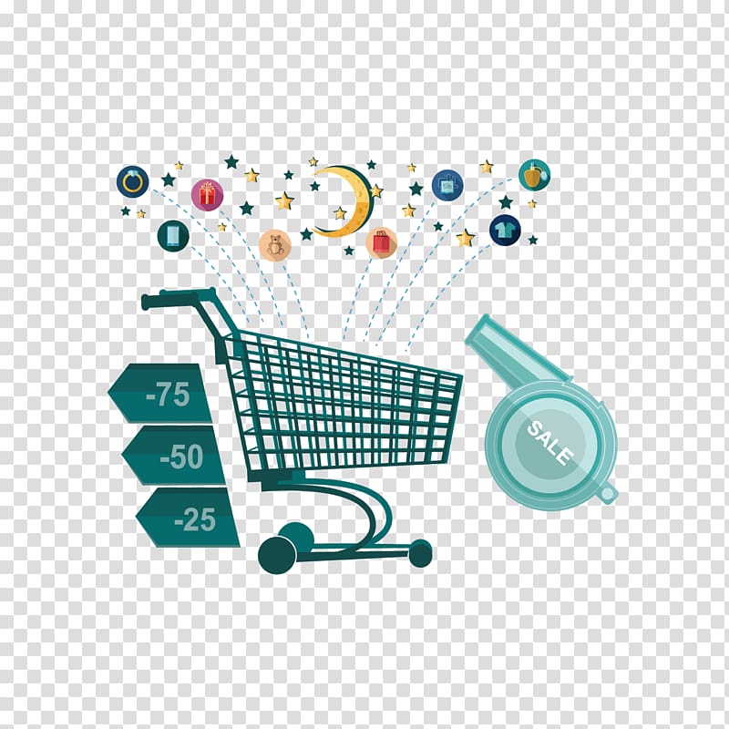 Sales Infographic, shopping cart and color dots transparent background PNG clipart