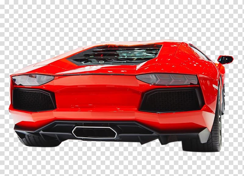 Sports car, Red sports car back transparent background PNG clipart