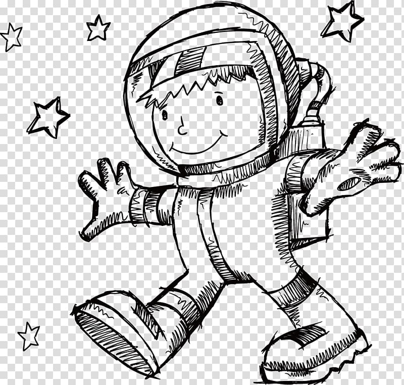 Coloring book Outer space Spacecraft Space Shuttle, astronaut transparent background PNG clipart