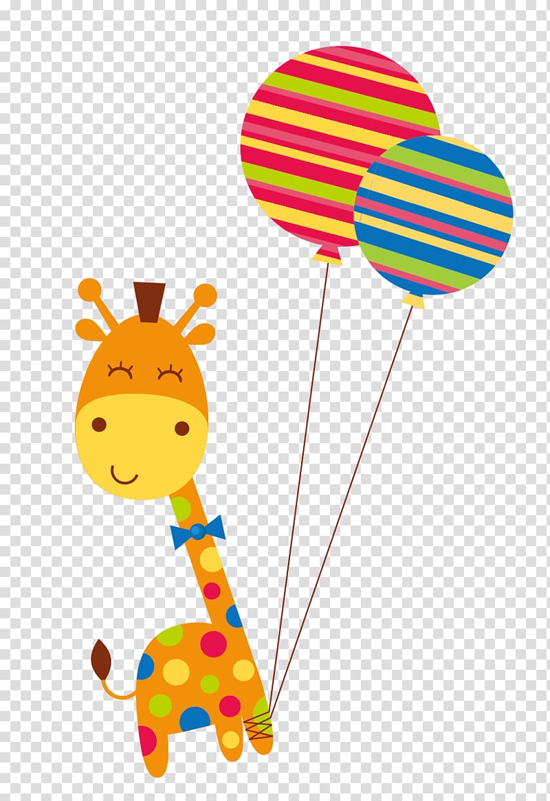 giraffe holding balloon , Giraffe Cartoon, Cartoon Giraffe transparent background PNG clipart