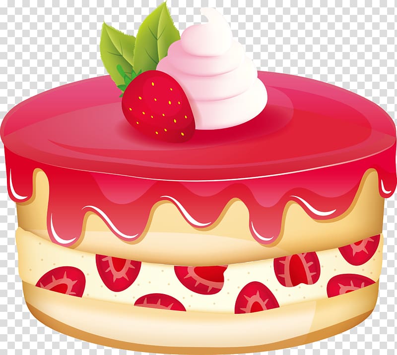 Clipart of a Colorful Round Layered Cake Topped with Strawberries and Cream  - Royalty Free Vector Illustration by merlinul #1352092