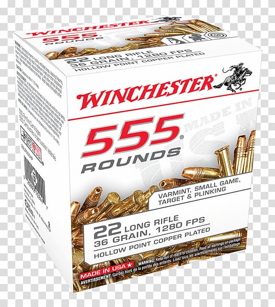 .22 Long Rifle Rimfire ammunition Winchester Repeating Arms Company Firearm, ammunition transparent background PNG clipart