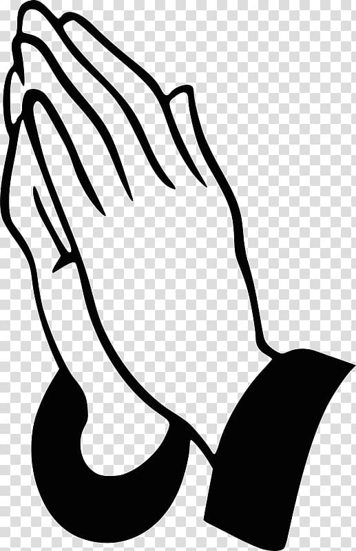 Praying Hands Prayer Open, handprint outline transparent background PNG clipart