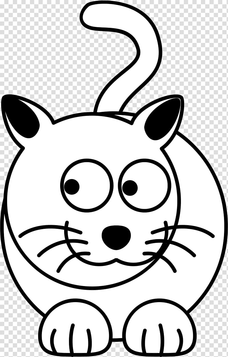 Cat Kitten Cartoon Black and white , easy kitty transparent background PNG clipart