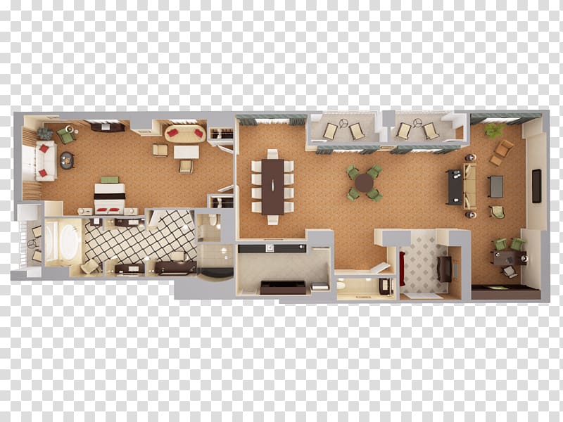 Presidential suite 3D floor plan Hotel, distinguished guest transparent background PNG clipart