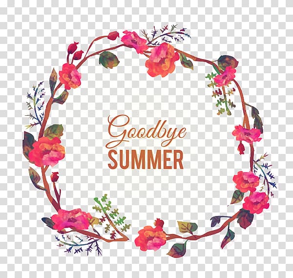 Goodbye Summer illustration, Wedding invitation Paper Flower Garland Wreath, Carnation garland transparent background PNG clipart