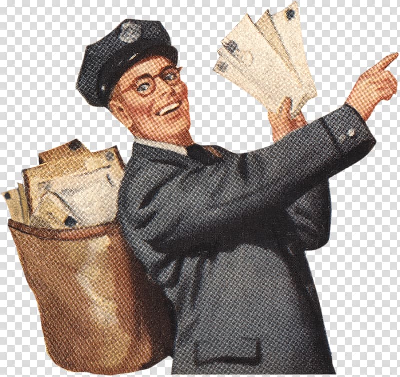 postman carrying lots of letters, Vintage Postman transparent background PNG clipart