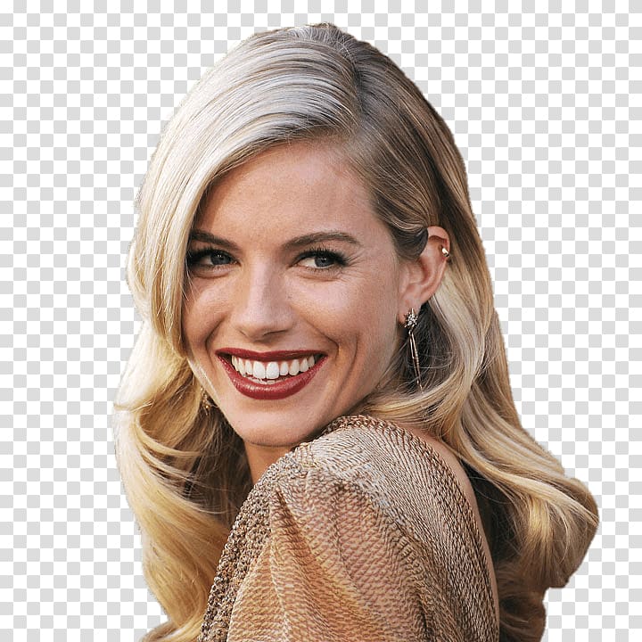 woman wearing gold-colored ring, Sienna Miller Long Hair transparent background PNG clipart