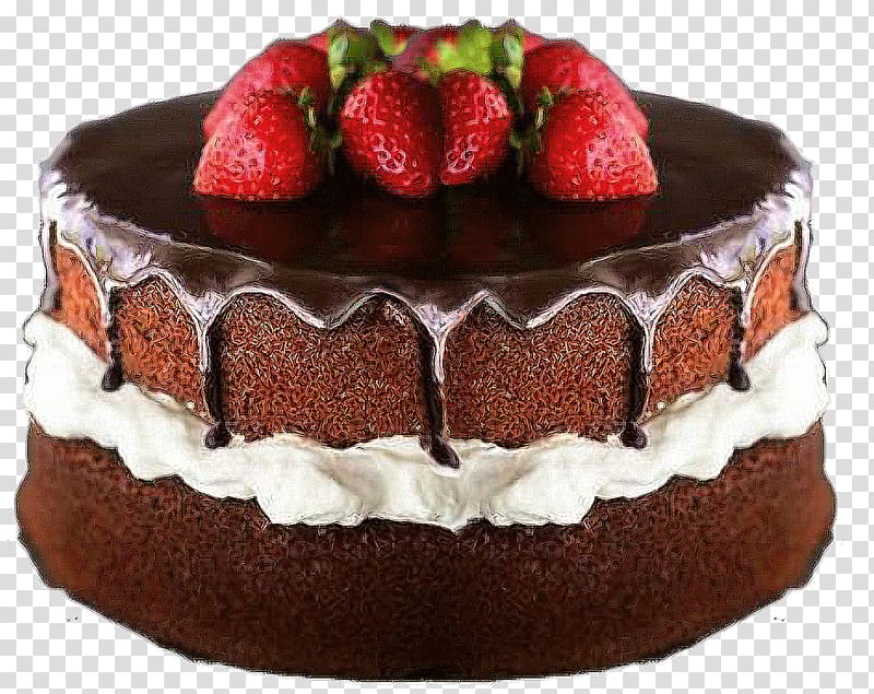 strawberry fondant cake, Chocolate cake Chocolate truffle Tart, Strawberry Chocolate Cake transparent background PNG clipart