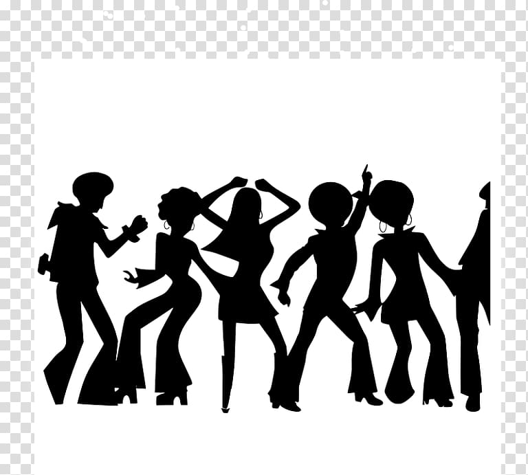 1970s Disco Dance Nightclub, Silhouette transparent background PNG clipart