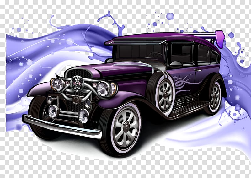 vintage purple car , Classic car Vintage car, Classic cars material transparent background PNG clipart