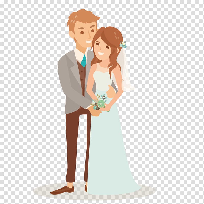 Groom Hugging Bride Illustration Wedding Invitation Convite